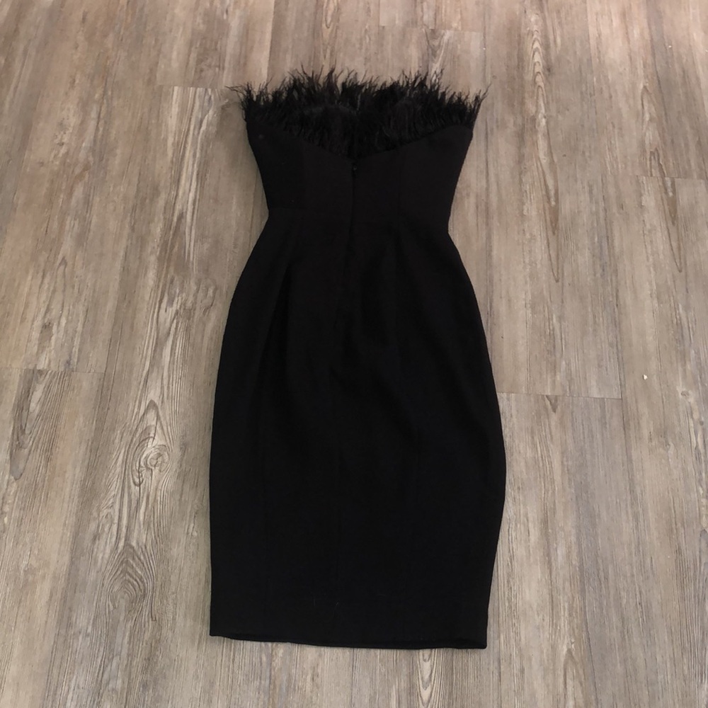 House of cb London Bianca  chic black feather top strapless fitted dress size XS - Picture 5 of 7